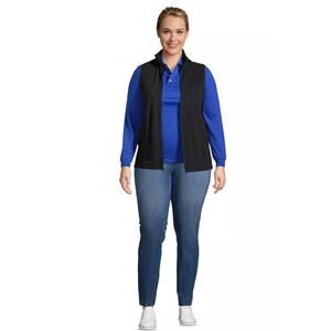 Women's Plus Size Lands End Full Zip Black Fleece Vest size 2X Gorpcore Basics